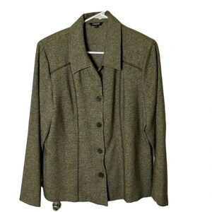 Y2K, LINDOR blazer,women size  12. Green/grey,hi-lo,button closure,shirt collar,